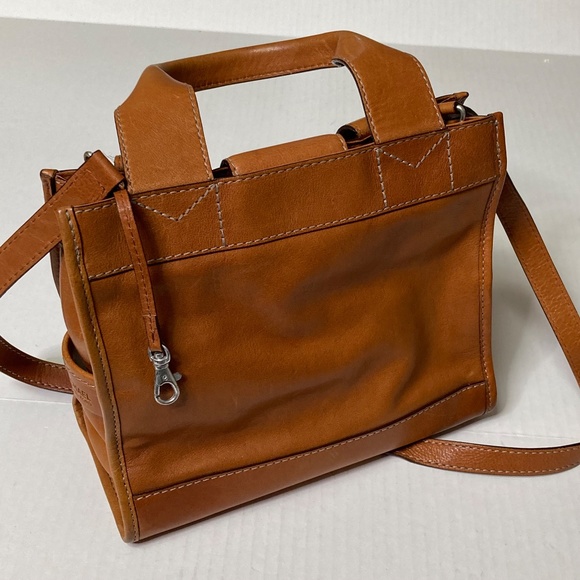 Vintage Michael Kors Brown Leather Two Handle Box Purse With Strap Y2K - Picture 9 of 15